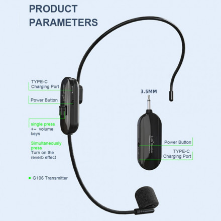 Беспроводной головной микрофон 2.4G