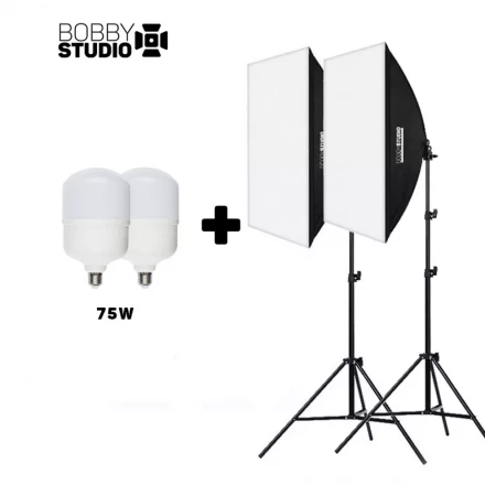 Софтбокс "BobbyStudio Light" 50x70 (2шт) + Лампа 75w (2шт)