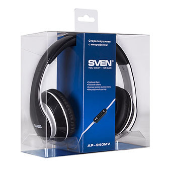 Наушники SVEN AP-940MV с микрофоном, черно-красный / черно-белый