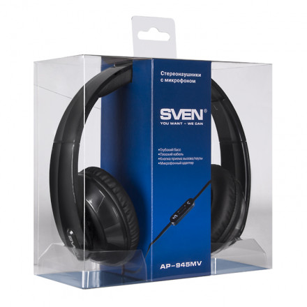 Наушники SVEN AP-945MV с микрофоном, черный
