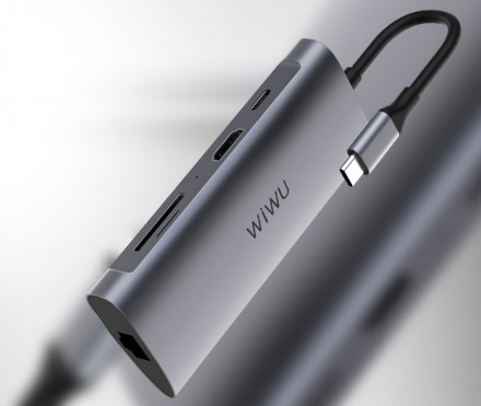Хаб многофункциональный Type-C WiWU Alpha A831HRT 8 in 1 Grey