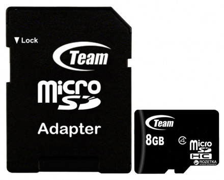 Micro SDHC Card ADATA 8GB Class 4 + адаптер SD
