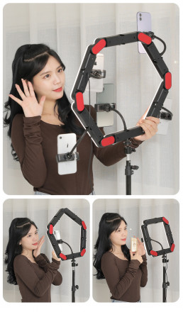 Кольцевая лампа модульная из 6 частей V86 черная