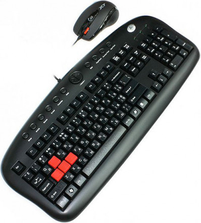 Клавиатура A4TECH KX-2810BK (KB-28G+X-710BK) GAMER KEYBOARD+MOUSE SET USB BLACK US+RUSSIAN