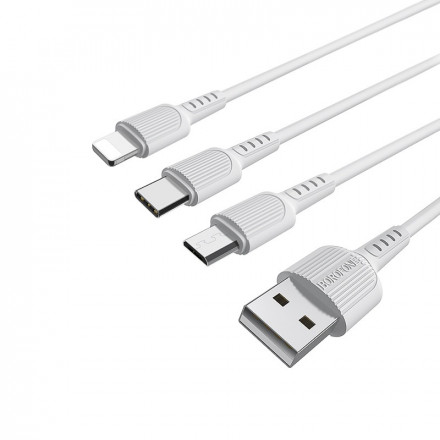 USB кабель Borofone BX16 Easy 3 в 1 (1 м)