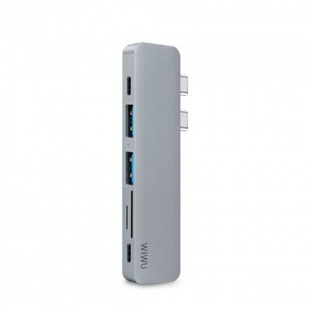 Алюминиевый концентратор WIWU USB Type-C 7 in 1 Hub T8 Grey