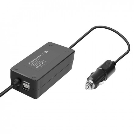 Автомобильное зарядное устройство для 2 аккумуляторов и пульта DJI Mavic 2 повышенной мощности (2 USB) (YX)