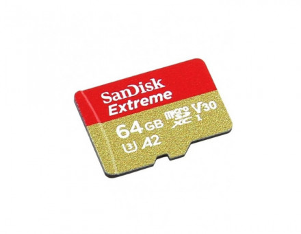 Карта памяти 64Gb SanDisk Extreme microSDXC Class 10 UHS-I U3 V30 A2