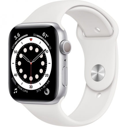 Смарт-часы Apple Watch Series 6 44mm Silver Aluminium White Band M00D3