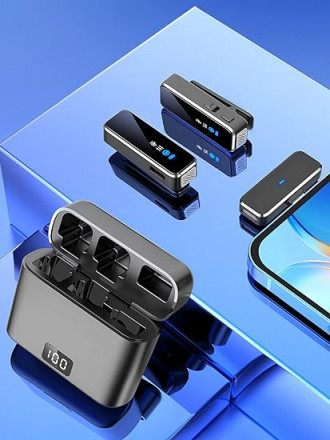 Беспроводной петличный микрофон N3 Lightning Iphone (Двойной) + ветрозащита