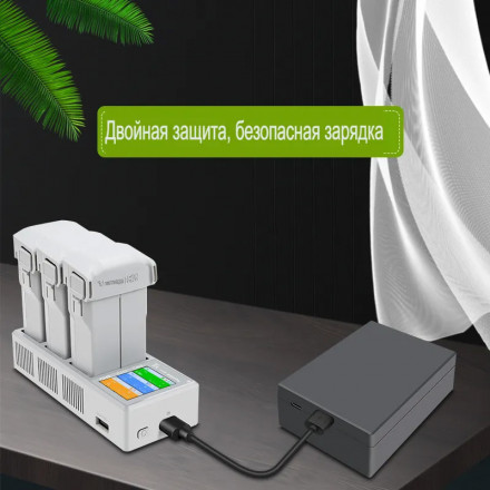 Хаб для зарядки 3-х аккумуляторов DJI Mini 3 / Mini 3 Pro / Mini 4 Pro (LCD дисплей) (YX)