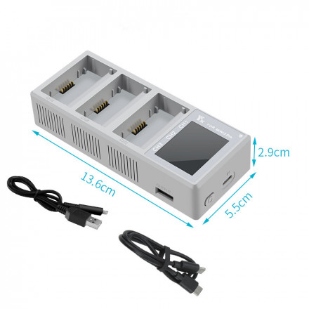 Хаб для зарядки 3-х аккумуляторов DJI Mini 3 / Mini 3 Pro / Mini 4 Pro (LCD дисплей) (YX)