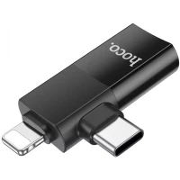 Двойной адаптер Hoco UA17 (Lightning, Type-c)  Двойной адаптер Hoco UA17 (Lightning, Type-c)