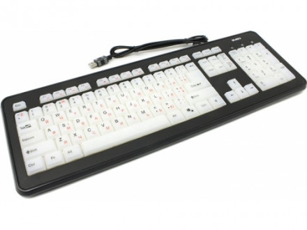 Клавиатура SVEN KB-C7300EL, с подсветкой, черно-белая