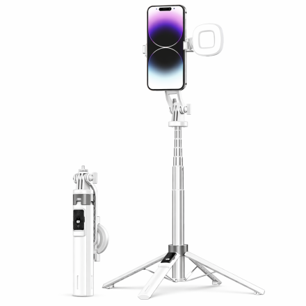 Магнитная селфи-палка P135 с Bluetooth пультом — штатив 4 в 1 (с подсветкой и зеркалом / без подсветки)
