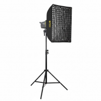 Набор световой осветитель Bediro t200 + насадка софтбокс 50x70 с сотами + усиленная стойка 